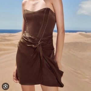 Brand New Zara brown strapless mini dress